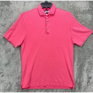 Johnnie-O Surfside‎ Men's Polo Shirt Large Pink Solid Cotton Blend